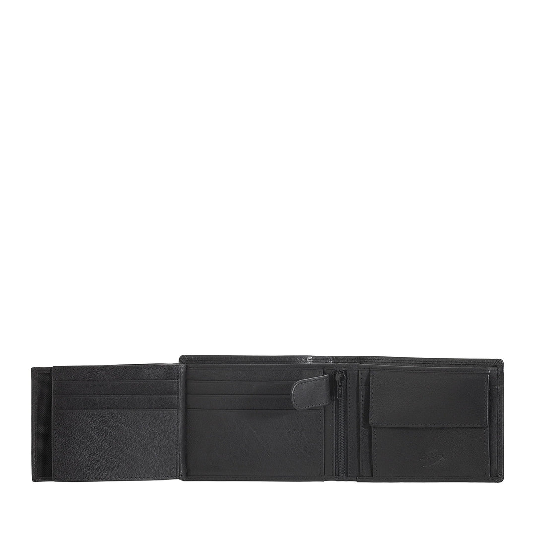 Nuvola Pelle Portafoglio in Pelle di Bufalo Uomo con Portamonete - Portafoglio Classico con Cerniera Zip Interna, Tasche Porta Carte di Credito e Banconote, Porta Foto