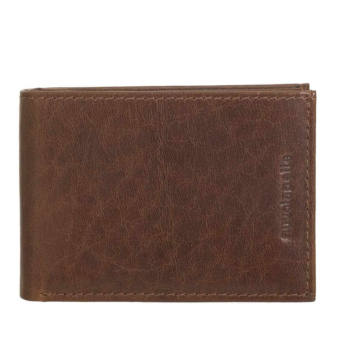 Nuvola Pelle Mini Portafoglio Uomo Piccolo in Pelle di Bufalo Tascabile - Portafoglio Piccolo da Giacca con Portamonete, Tasche con Retina Trasparente
