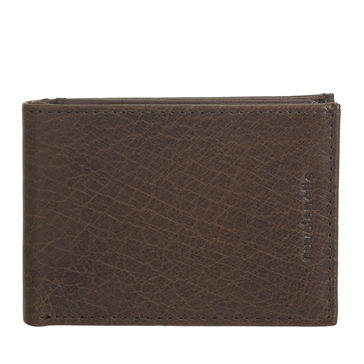 Nuvola Pelle Mini Portafoglio Uomo Piccolo in Pelle di Bufalo Tascabile - Portafoglio Piccolo da Giacca con Portamonete, Tasche con Retina Trasparente