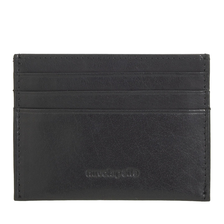 Nuvola Pelle Porte-cartes de crédit fin pour homme et femme en cuir de buffle – Portefeuille de poche fin en cuir avec 6 emplacements pour cartes