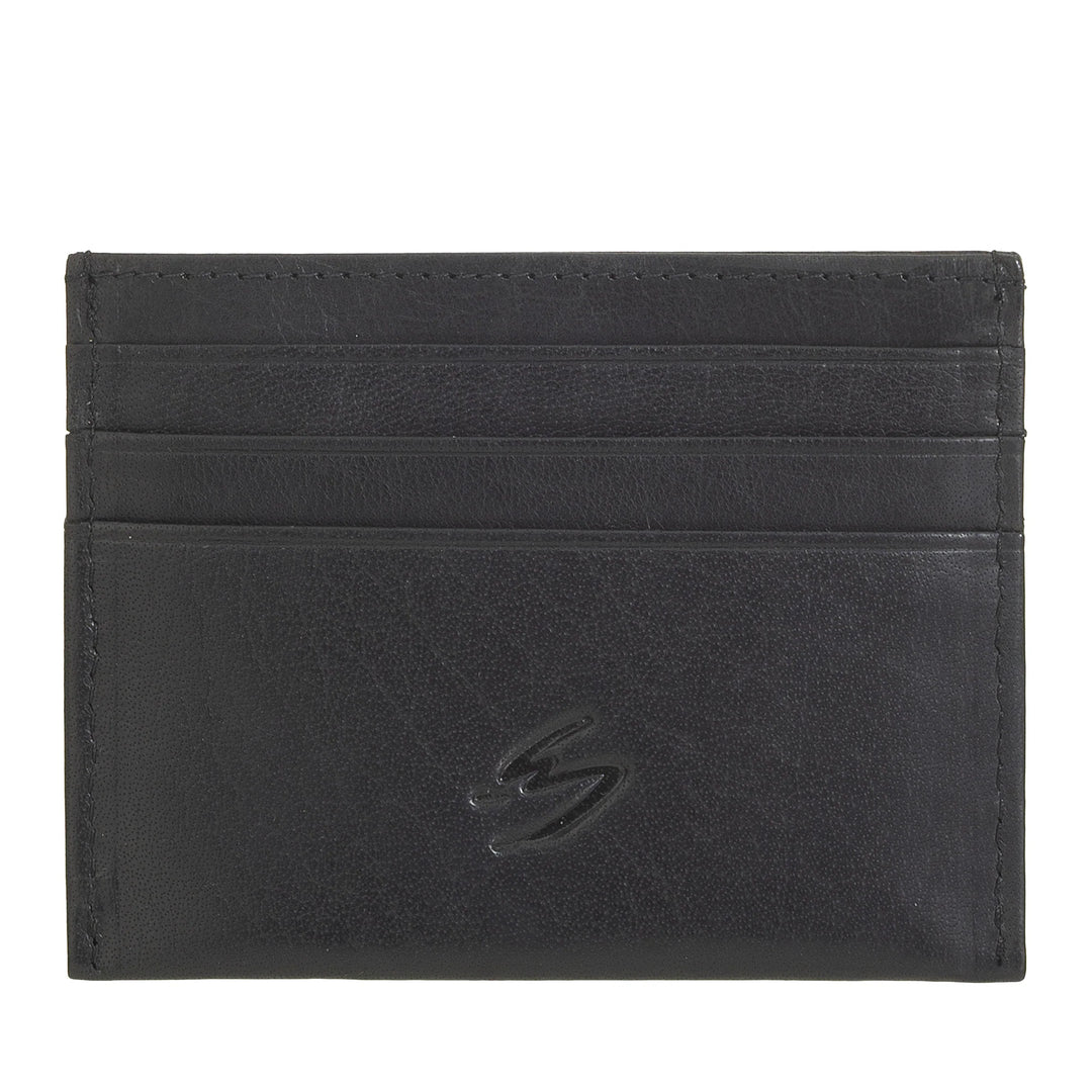 Nuvola Pelle Porte-cartes de crédit fin pour homme et femme en cuir de buffle – Portefeuille de poche fin en cuir avec 6 emplacements pour cartes