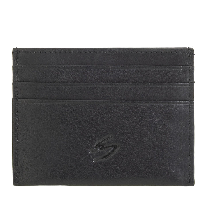 Nuvola Pelle Porte-cartes de crédit fin pour homme et femme en cuir de buffle – Portefeuille de poche fin en cuir avec 6 emplacements pour cartes