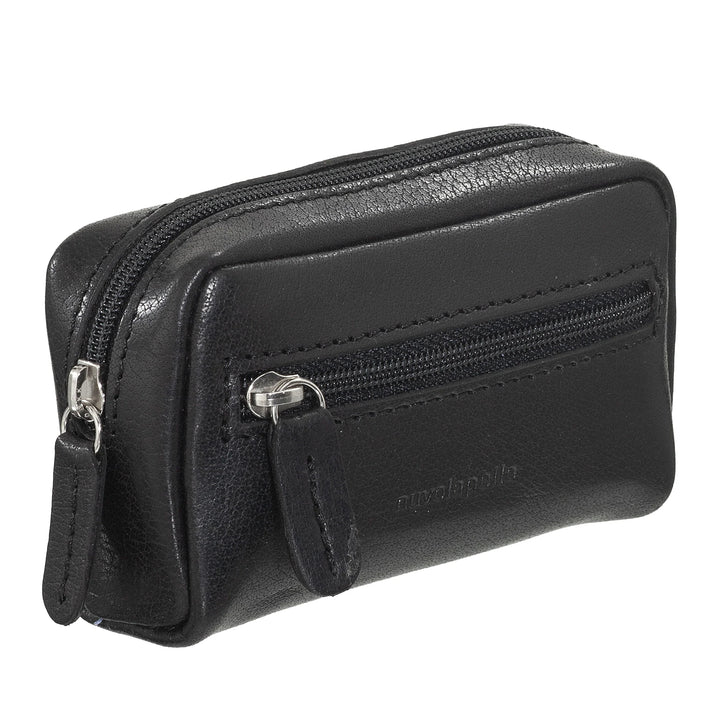Nuvola Pelle Porte-clés Porte-monnaie pour homme et femme en cuir de buffle – Petit étui avec fermeture éclair et 2 anneaux pour clés