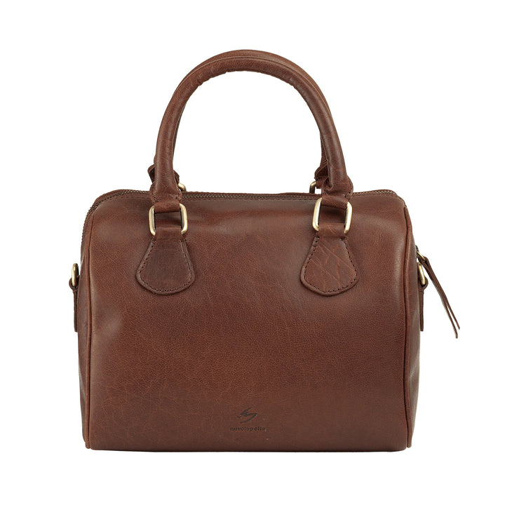 Nuvola Pelle Damentasche aus echtem Büffelleder mit verstellbarem Schultergurt – elegante Vintage-Handtasche mit Reißverschluss und Doppelgriff