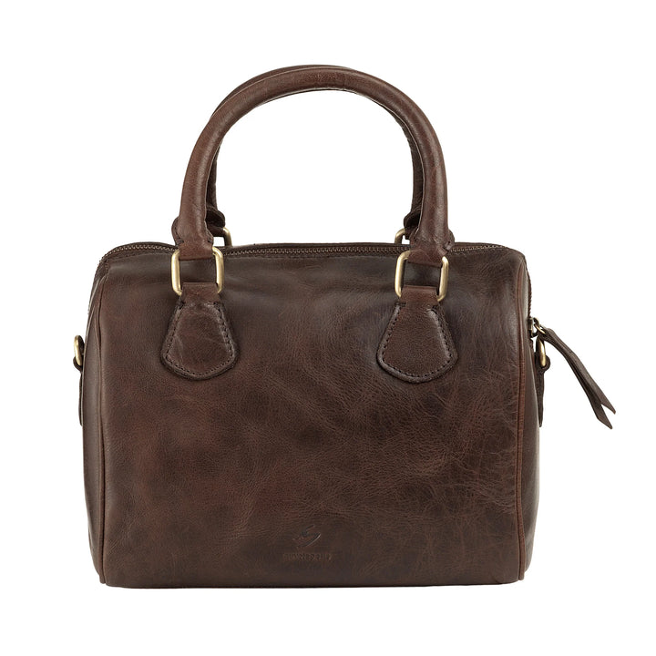 Nuvola Pelle Damentasche aus echtem Büffelleder mit verstellbarem Schultergurt – elegante Vintage-Handtasche mit Reißverschluss und Doppelgriff