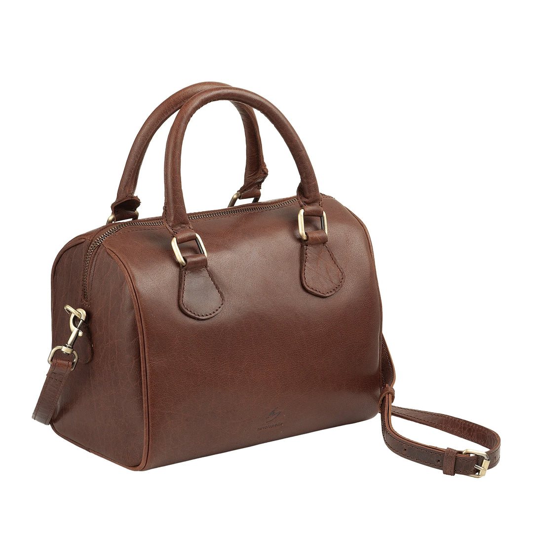 Nuvola Pelle Damentasche aus echtem Büffelleder mit verstellbarem Schultergurt – elegante Vintage-Handtasche mit Reißverschluss und Doppelgriff