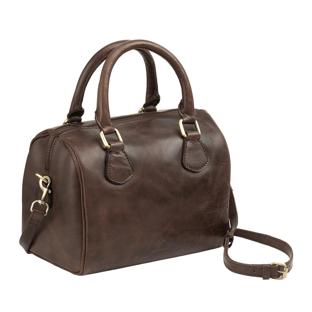 Nuvola Pelle Damentasche aus echtem Büffelleder mit verstellbarem Schultergurt – elegante Vintage-Handtasche mit Reißverschluss und Doppelgriff
