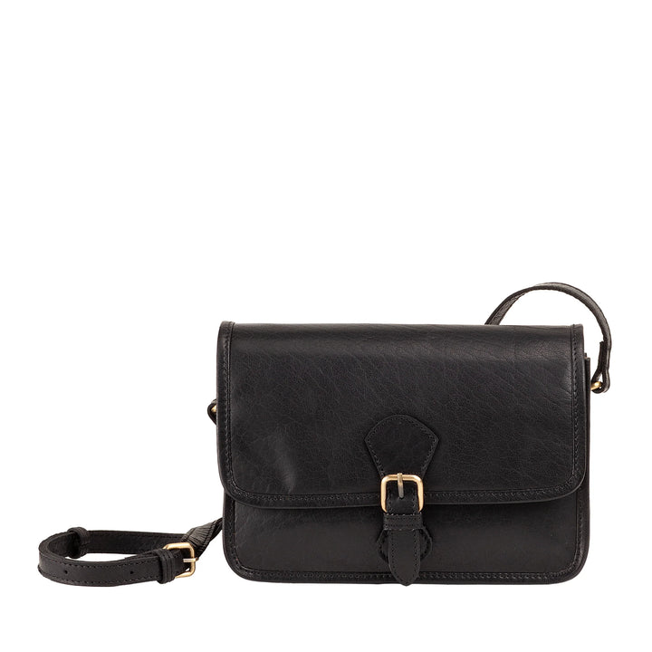 Nuvola Pelle Sac à Bandoulière pour Femme en Véritable Cuir de Buffle Vintage - Petit Sac à Rabat élégant avec Fermeture Magnétique avec Boucle et Bandoulière Réglable