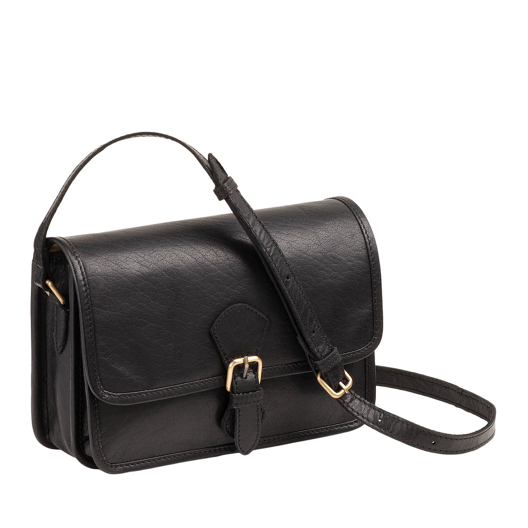 Nuvola Pelle Sac à Bandoulière pour Femme en Véritable Cuir de Buffle Vintage - Petit Sac à Rabat élégant avec Fermeture Magnétique avec Boucle et Bandoulière Réglable