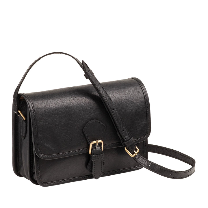 Nuvola Pelle Sac à Bandoulière pour Femme en Véritable Cuir de Buffle Vintage - Petit Sac à Rabat élégant avec Fermeture Magnétique avec Boucle et Bandoulière Réglable