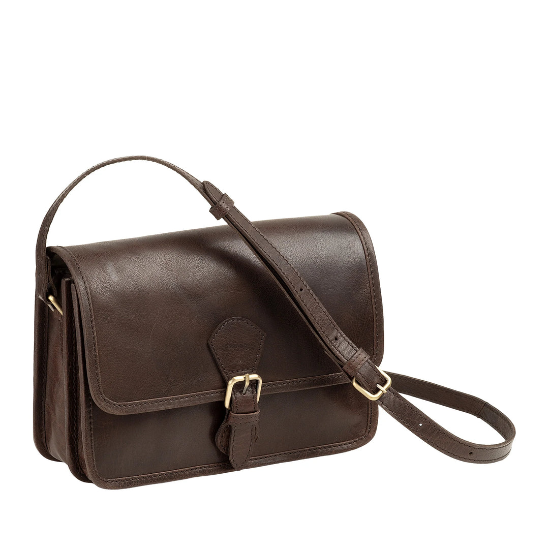 Nuvola Pelle Sac à Bandoulière pour Femme en Véritable Cuir de Buffle Vintage - Petit Sac à Rabat élégant avec Fermeture Magnétique avec Boucle et Bandoulière Réglable
