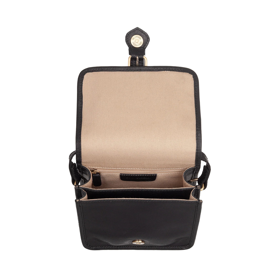 Kleine Damen-Umhängetasche von Nuvola Pelle aus echtem Vintage-Büffelleder – elegante Handtasche mit Magnetverschluss, Klappe und Schnalle, verstellbarer Schultergurt