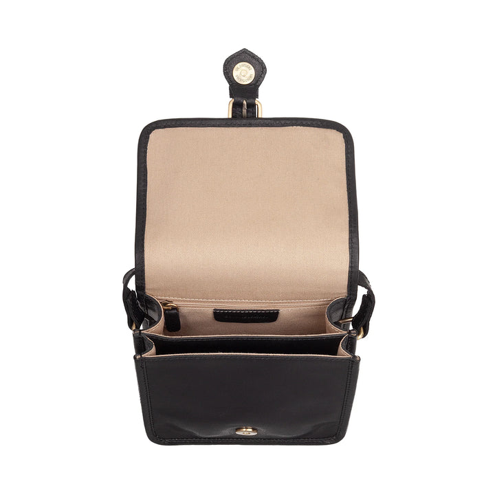 Kleine Damen-Umhängetasche von Nuvola Pelle aus echtem Vintage-Büffelleder – elegante Handtasche mit Magnetverschluss, Klappe und Schnalle, verstellbarer Schultergurt