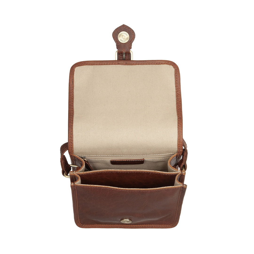 Kleine Damen-Umhängetasche von Nuvola Pelle aus echtem Vintage-Büffelleder – elegante Handtasche mit Magnetverschluss, Klappe und Schnalle, verstellbarer Schultergurt