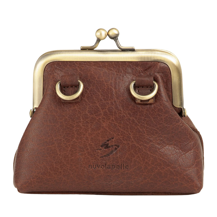 Nuvola Pelle Mini Sac pour Femme en Véritable Cuir de Buffle Vintage avec Fermeture Clic Clac - Porte-Monnaie Fait Main - Sac à Main élégant avec Bandoulière Amovible Ajustable Style Rétro