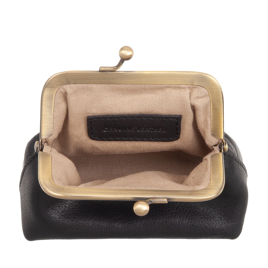 Nuvola Pelle Mini Bolso de Mujer en Auténtica Piel de Búfalo Vintage con Cierre Clic Clac - Monedero Hecho a Mano - Elegante Bolso de Mano con Bandolera Ajustable Desmontable Estilo Retro