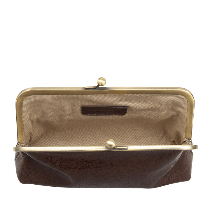 Nuvola Pelle Sac Femme en Véritable Cuir de Buffle Vintage avec Fermeture Clic Clac et Bandoulière Amovible Ajustable - Petit Sac à Main Rétro Élégant