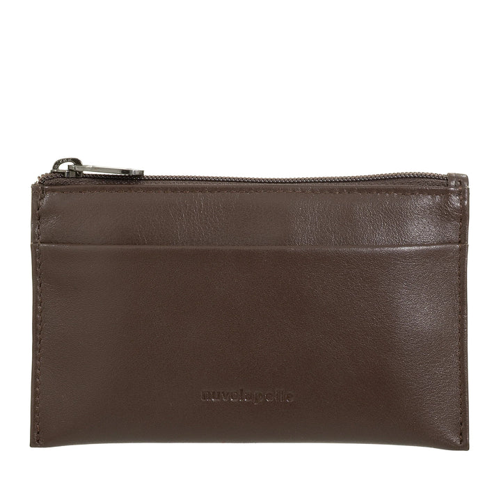 Porte-clés et porte-monnaie Nuvola Pelle en cuir véritable - Étui avec fermeture éclair et 2 anneaux pour clés