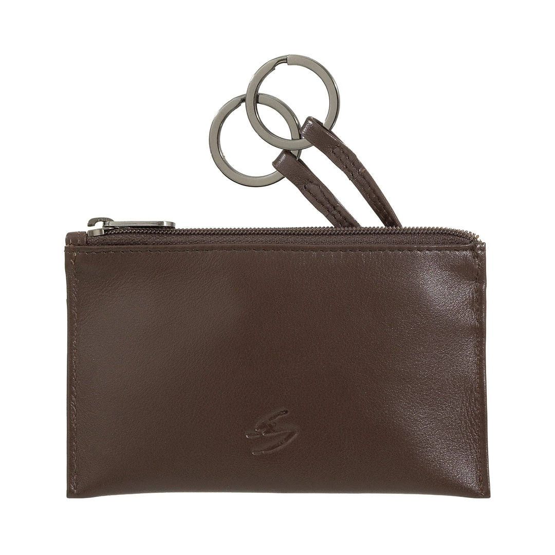Porte-clés et porte-monnaie Nuvola Pelle en cuir véritable - Étui avec fermeture éclair et 2 anneaux pour clés