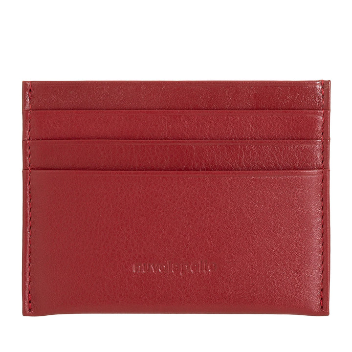 Nuvola Pelle Porta Carte di Credito Uomo Donna Slim - Portafoglio Sottile Tascabile in Morbida Pelle Nappa con 6 Slot Porta Tessere