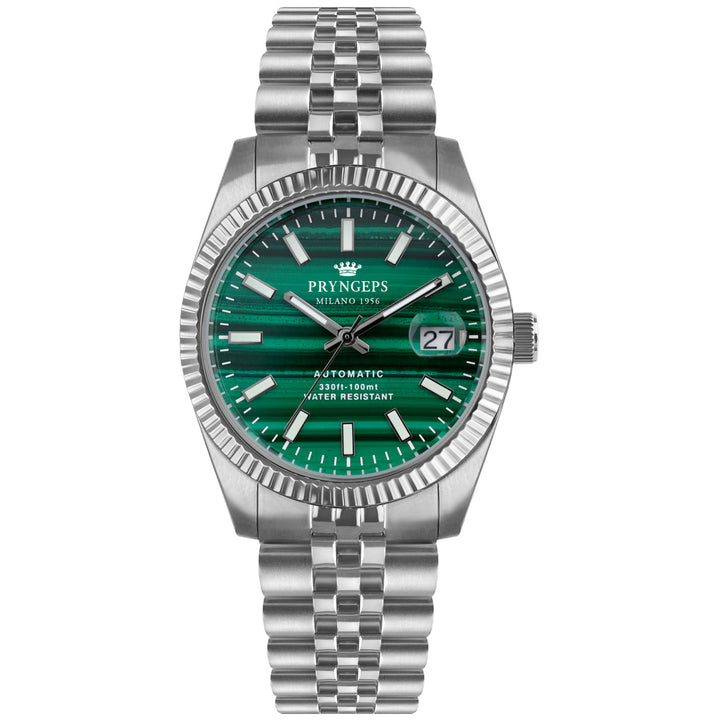 Reloj Pryngeps Erre X Malachite 40mm acero cuarzo verde A1209 MA