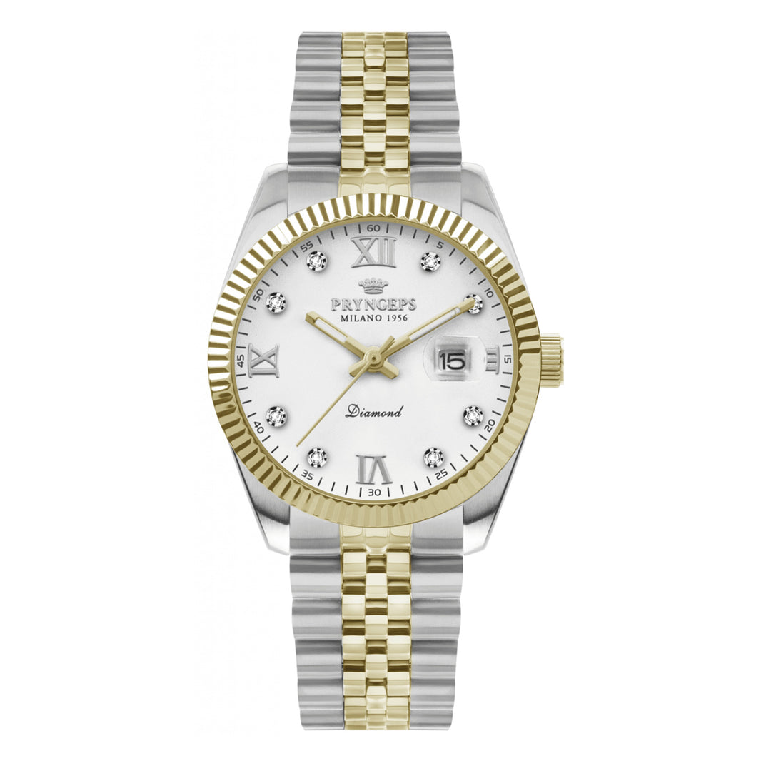 Montre Pryngeps Erre X 32mm diamants blancs quartz acier finition PVD or jaune A822/2BQB BI