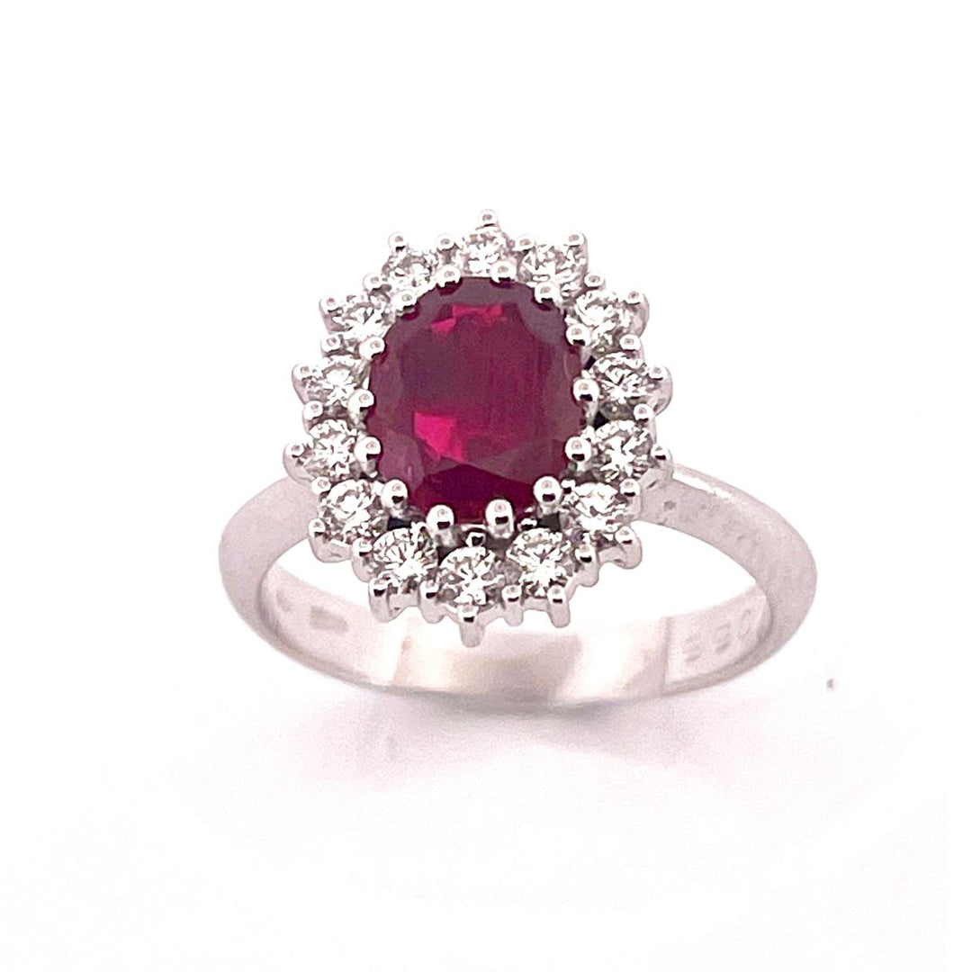 Lenti Ring Flower Goud Wit 18KT Diamanten Ruby Thailand AFAA01850