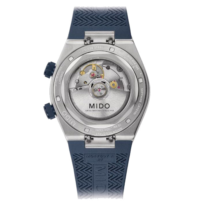 Mido-Uhr Multifort 8 Two Crowns 38,4 x 40 mm blauer Automatikstahl M047.507.17.041.00