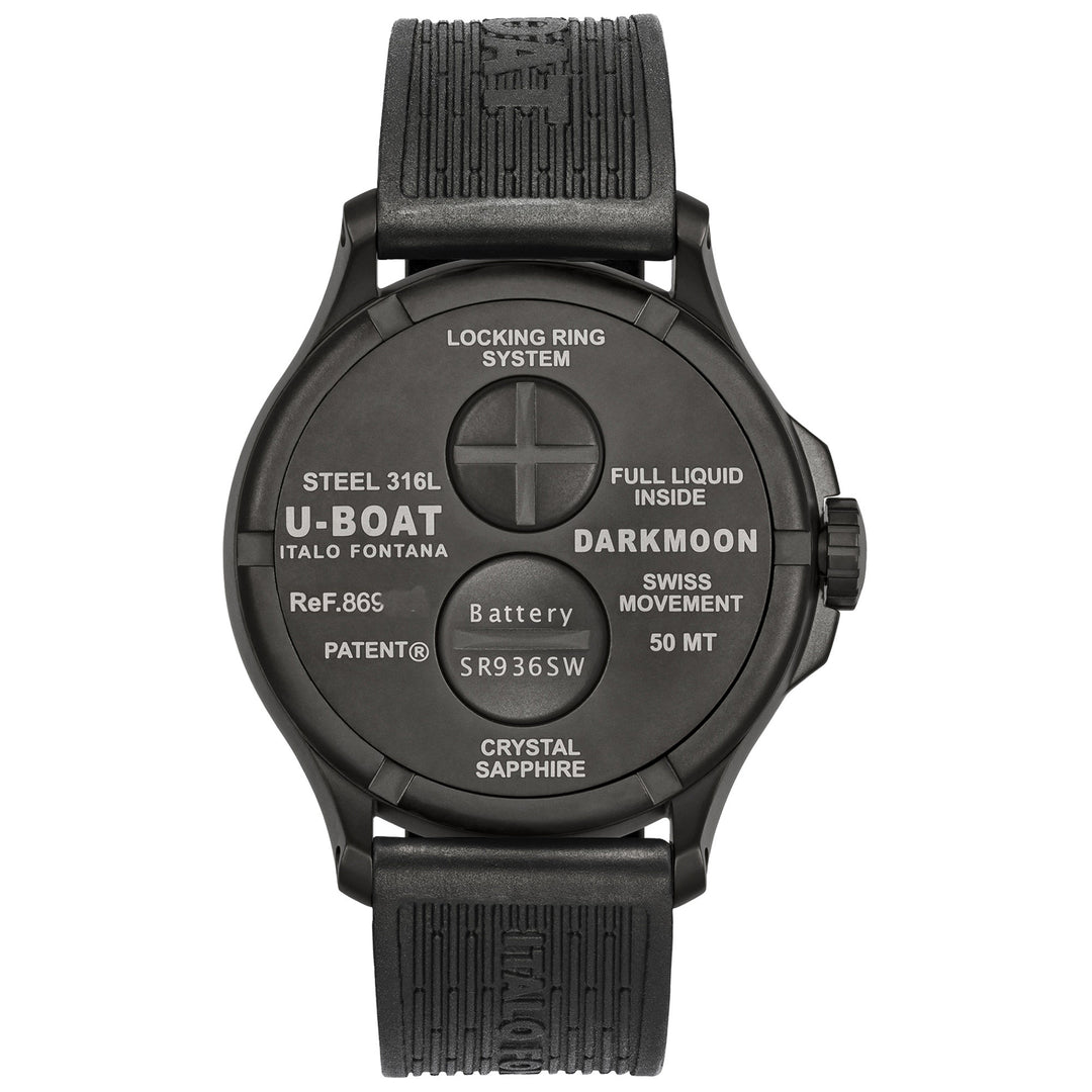 U-BOAT orologio DARKMOON 44mm GREEN IPB SOLEIL quarzo acciaio finitura IPB nero 8698/D