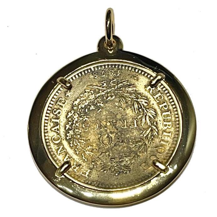 Capodagli Charm Pends 50 francos bronce bronce pvd oro amarillo cpd-bro-152g