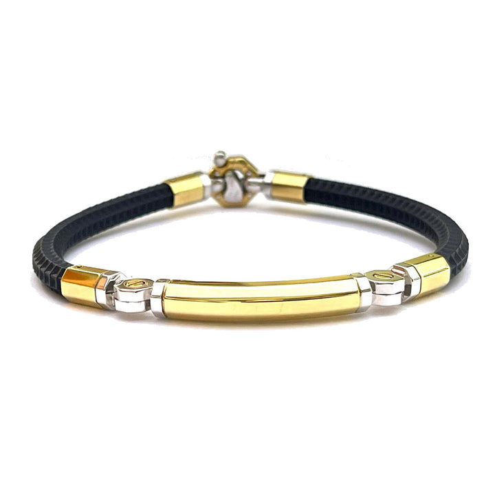 Brazalete Baraka de oro de 18kt con caucho BR21070