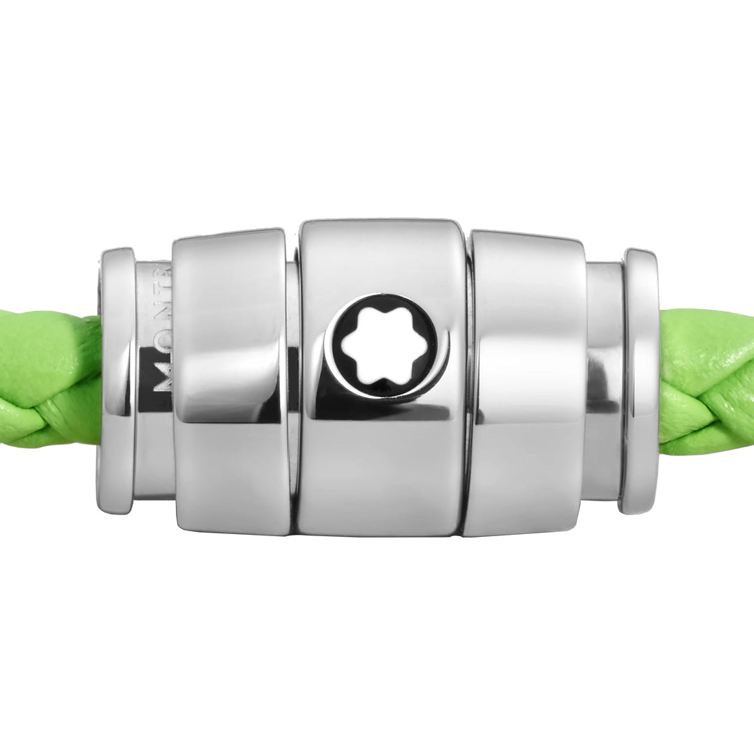 Montblanc 3-ring steel and Meisterstück Lime leather bracelet size M 13429263