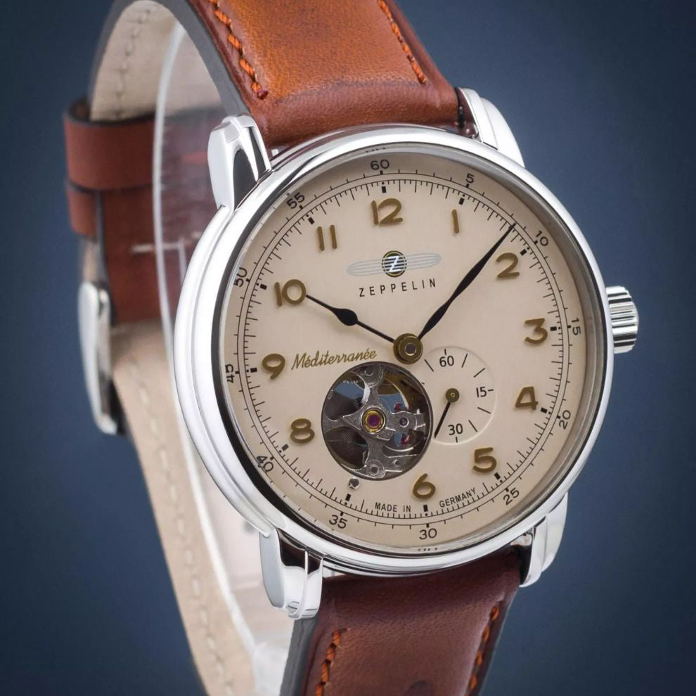 Zeppelin orologio LZ121 Mediterranèe Automatico Open 40mm beige automatico acciaio 9666-5