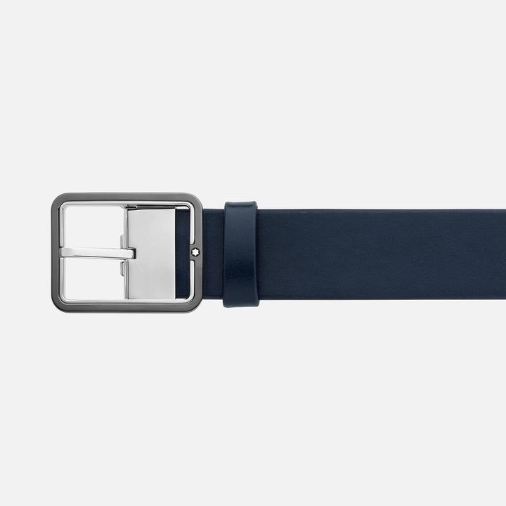 Montblanc Cinturón de 35 mm con azul rectangular/cubierta gris reversible Rectangular Tamaño ajustable 131193