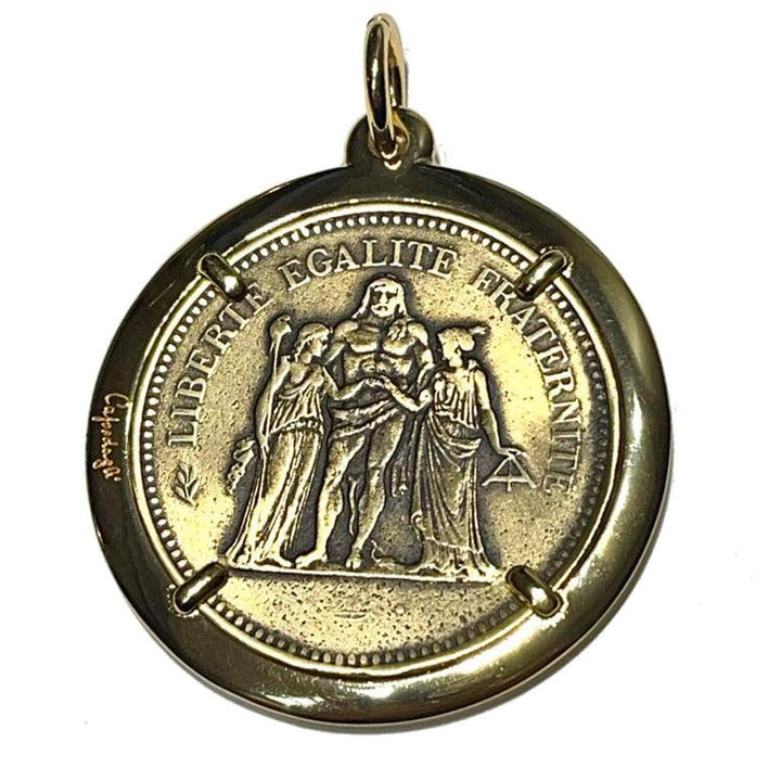 Capodagli Charm Pends 50 francos bronce bronce pvd oro amarillo cpd-bro-152g