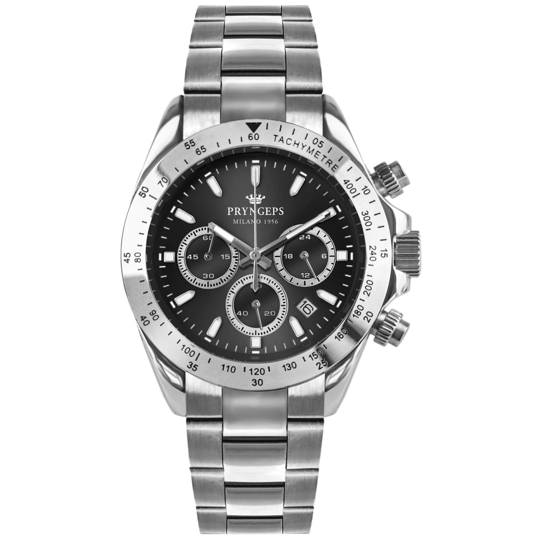 Reloj Pryngeps Erre X Chrono para hombre 40 mm acero cuarzo gris CR623/1 GR