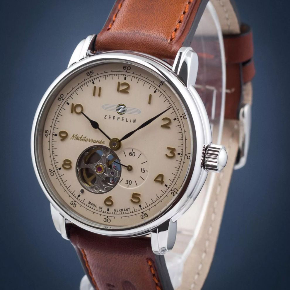 Zeppelin orologio LZ121 Mediterranèe Automatico Open 40mm beige automatico acciaio 9666-5