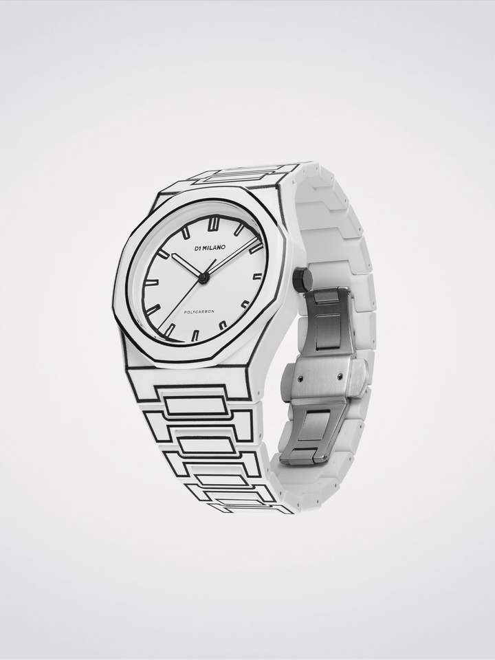 D1 Milano White Sketch Polycarbon 40,5mm D1-PCBJ34