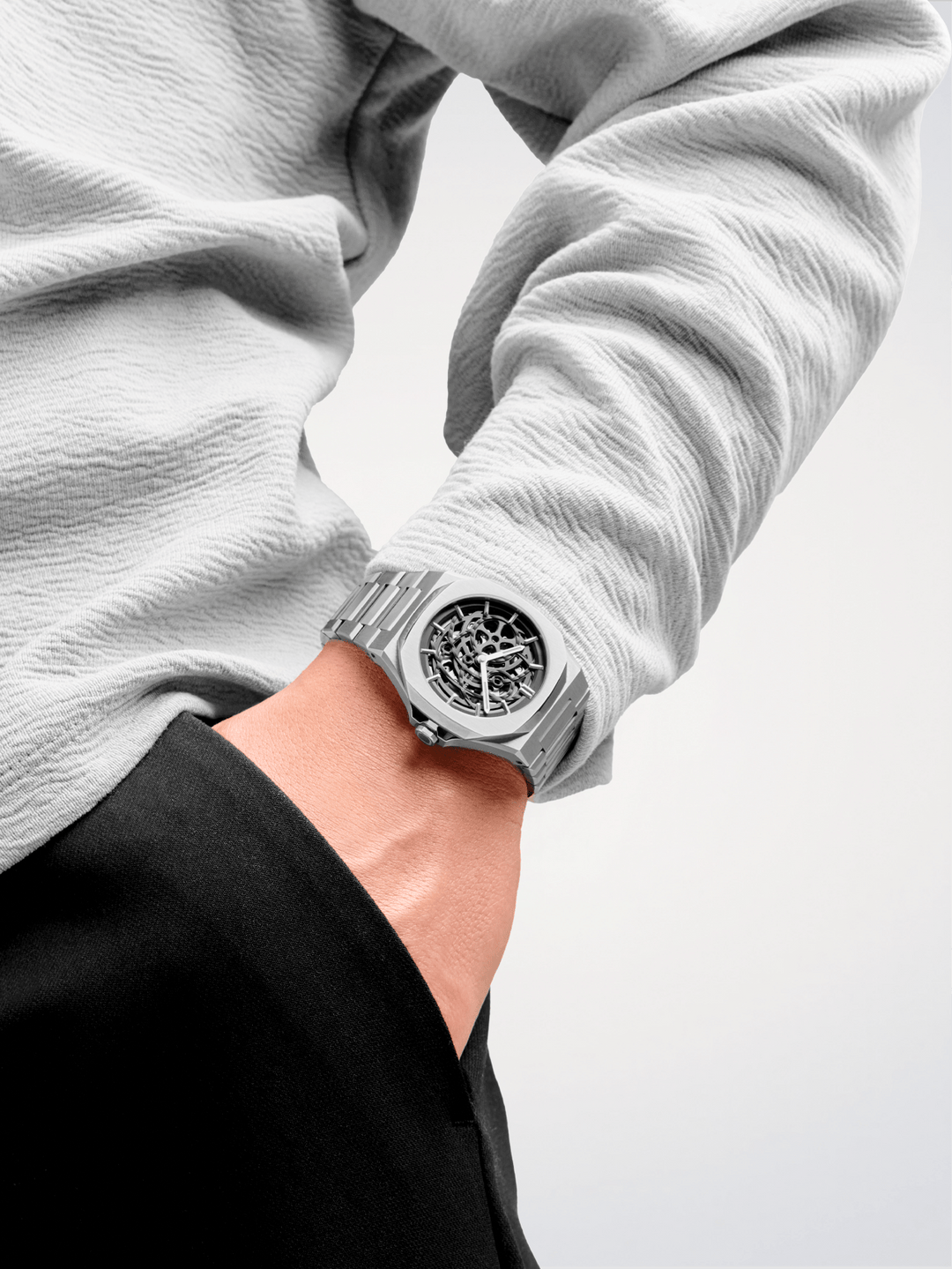D1 Milano Silver Skeleton 41,5 mm D1-SKBJ10