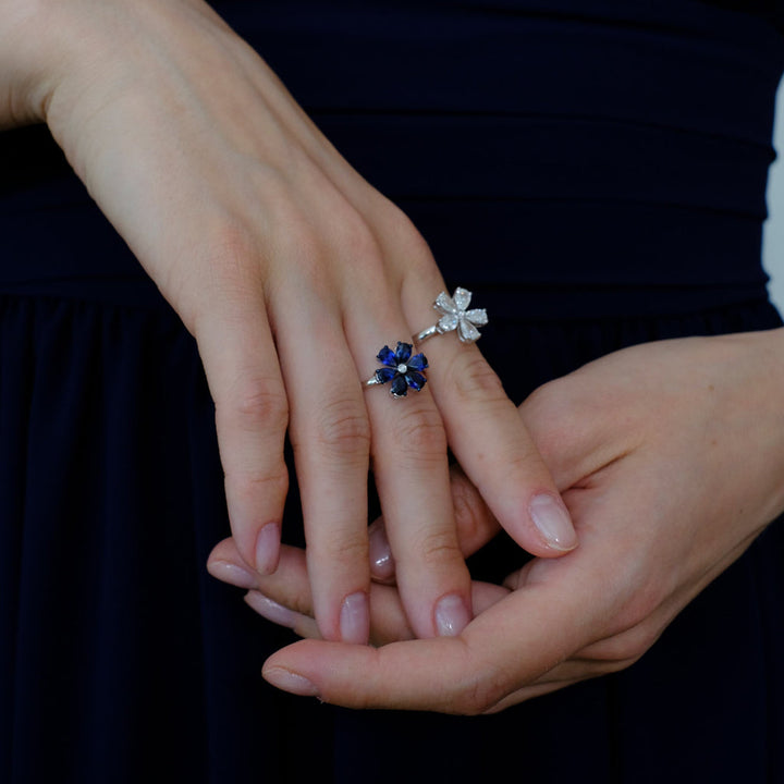 Bague Zydo avec fleur de diamant et pierres précieuses de couleur or jaune 62220