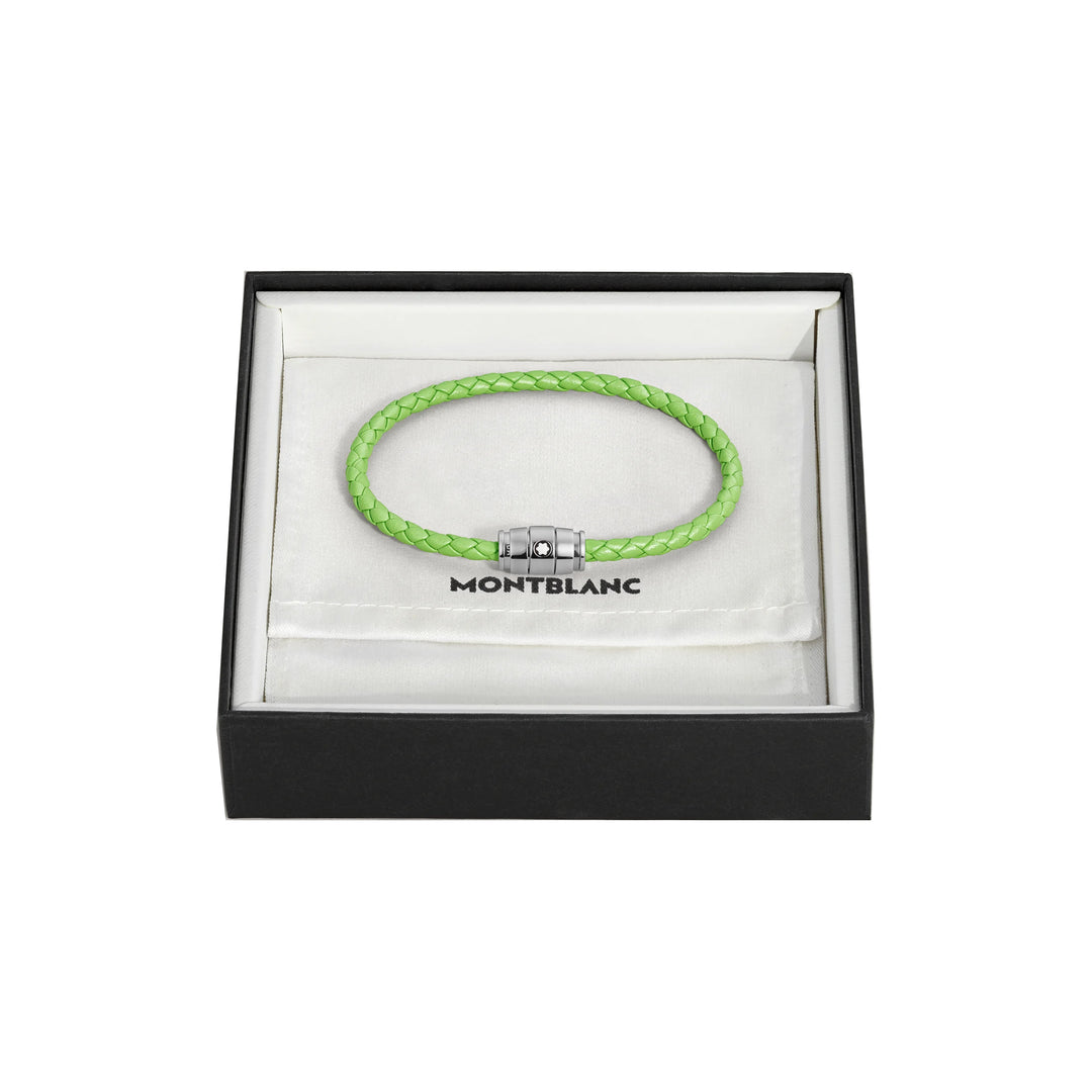 Montblanc 3-ring steel and Meisterstück Lime leather bracelet size M 13429263