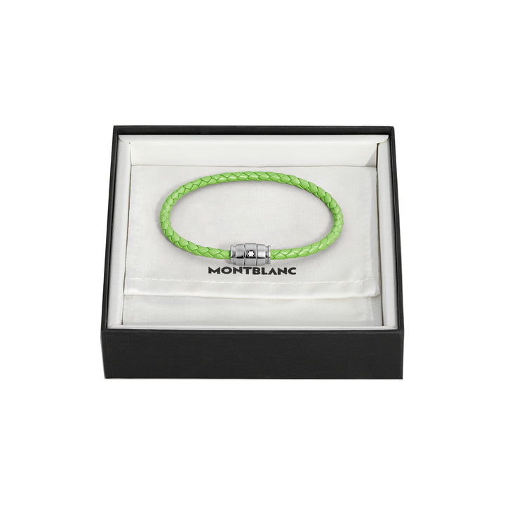 Montblanc 3-ring steel and Meisterstück Lime leather bracelet size M 13429263