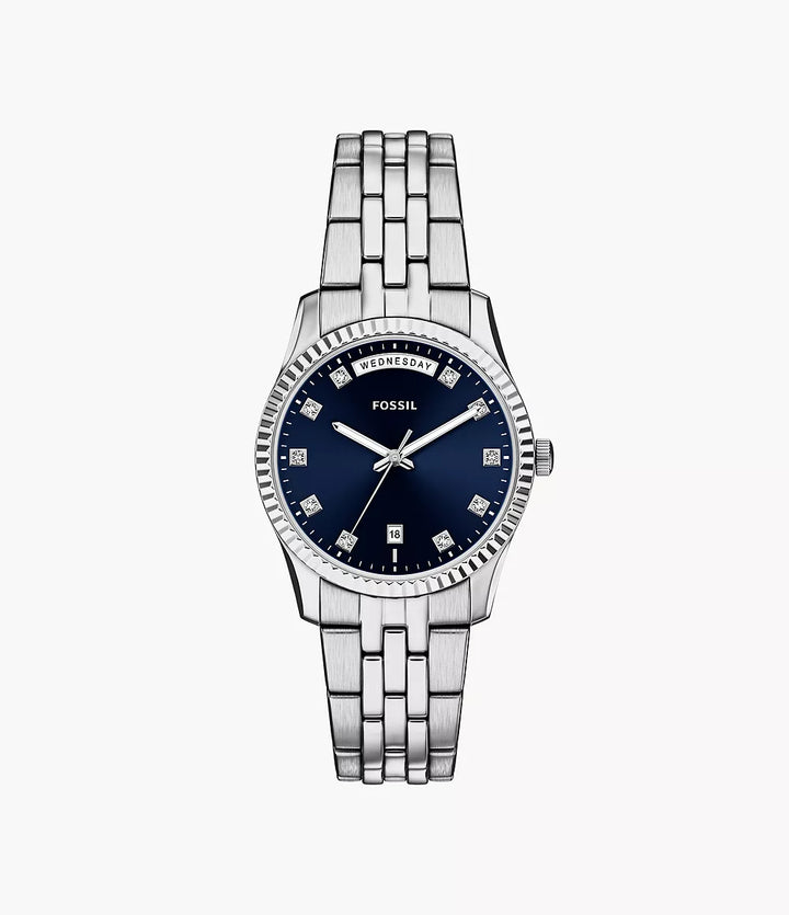 Montre Fossil Scarlette 34mm acier quartz bleu ES5457