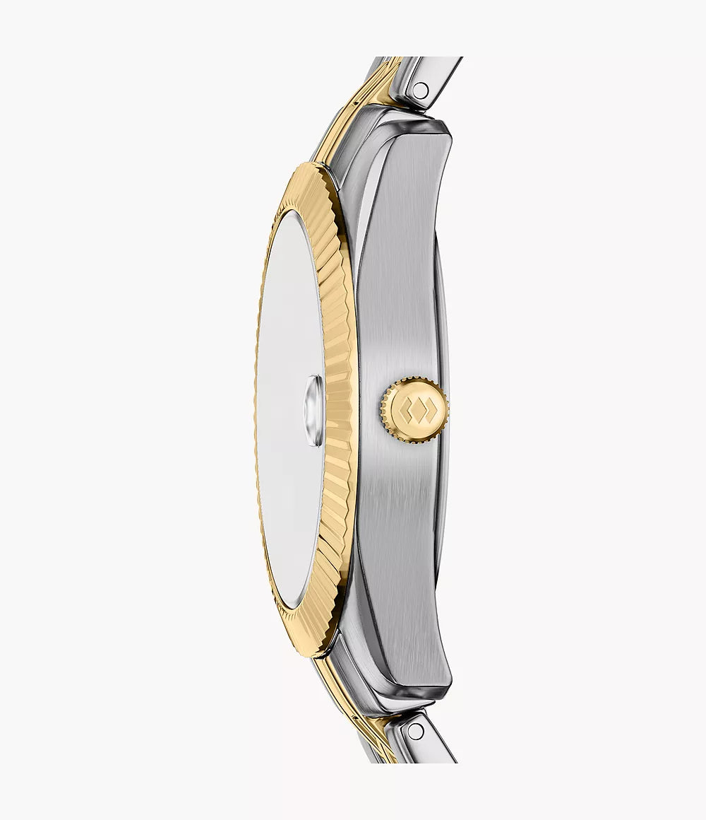 Reloj Fossil Scarlette 33mm acero cuarzo burdeos acabado PVD oro amarillo ES5461