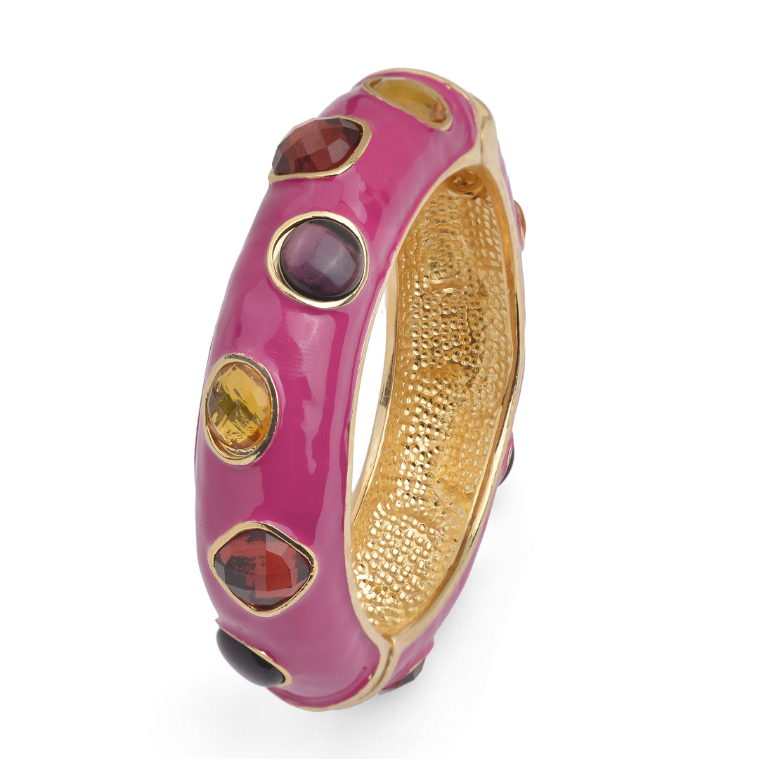 Federica Rossi bracciale bangle Ibiza bronzo finitura PVD oro giallo 18kt smalto e quarzi FR.BR.02