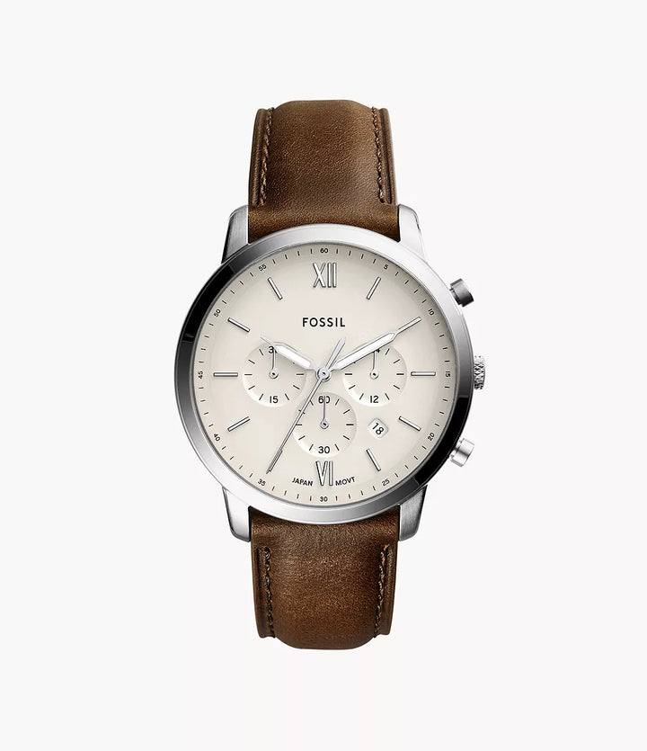 Fossil montre Neutra Chrono 44mm ivoire quartz acier FS5380