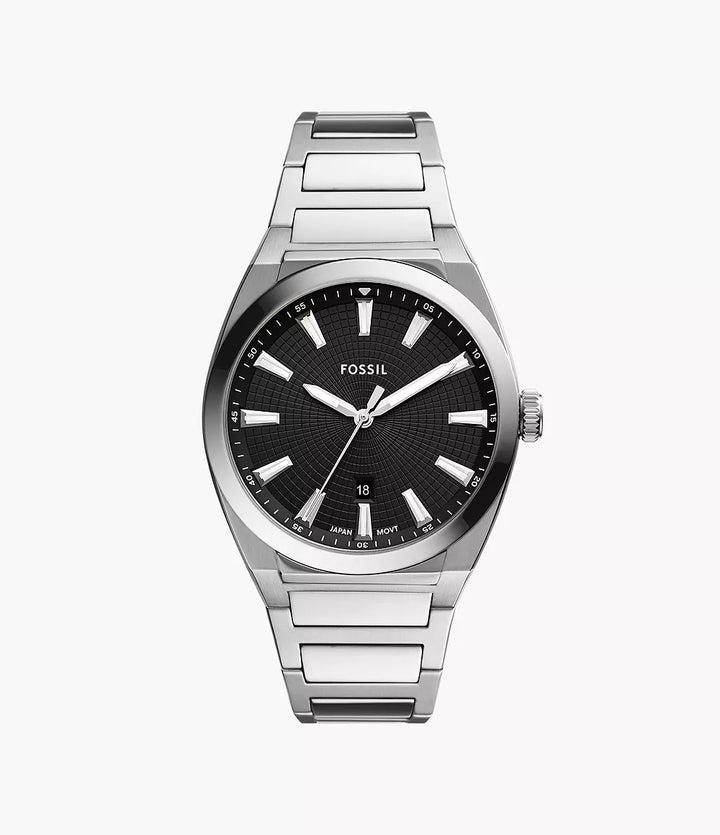 Fossil Everett Uhr 42 mm schwarzer Quarzstahl FS5821