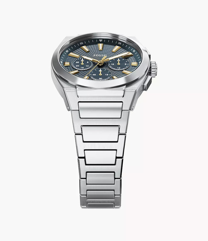 Fossile Uhr Everett Chrono 44 mm blauer Quarzstahl FS6154