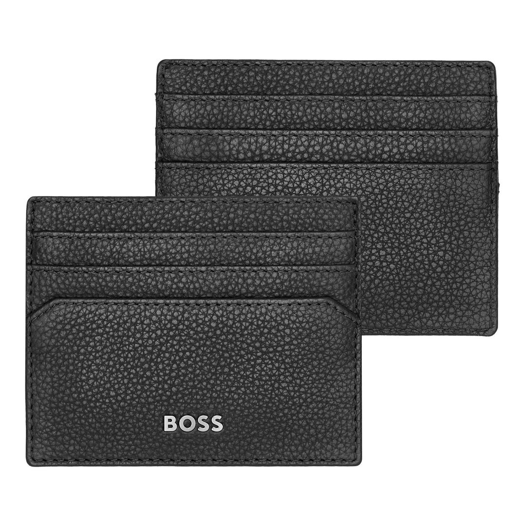 Hugo Boss klassischer schwarzer Granulat-Kartenhalter HLC416A