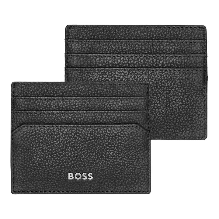 Hugo Boss klassischer schwarzer Granulat-Kartenhalter HLC416A